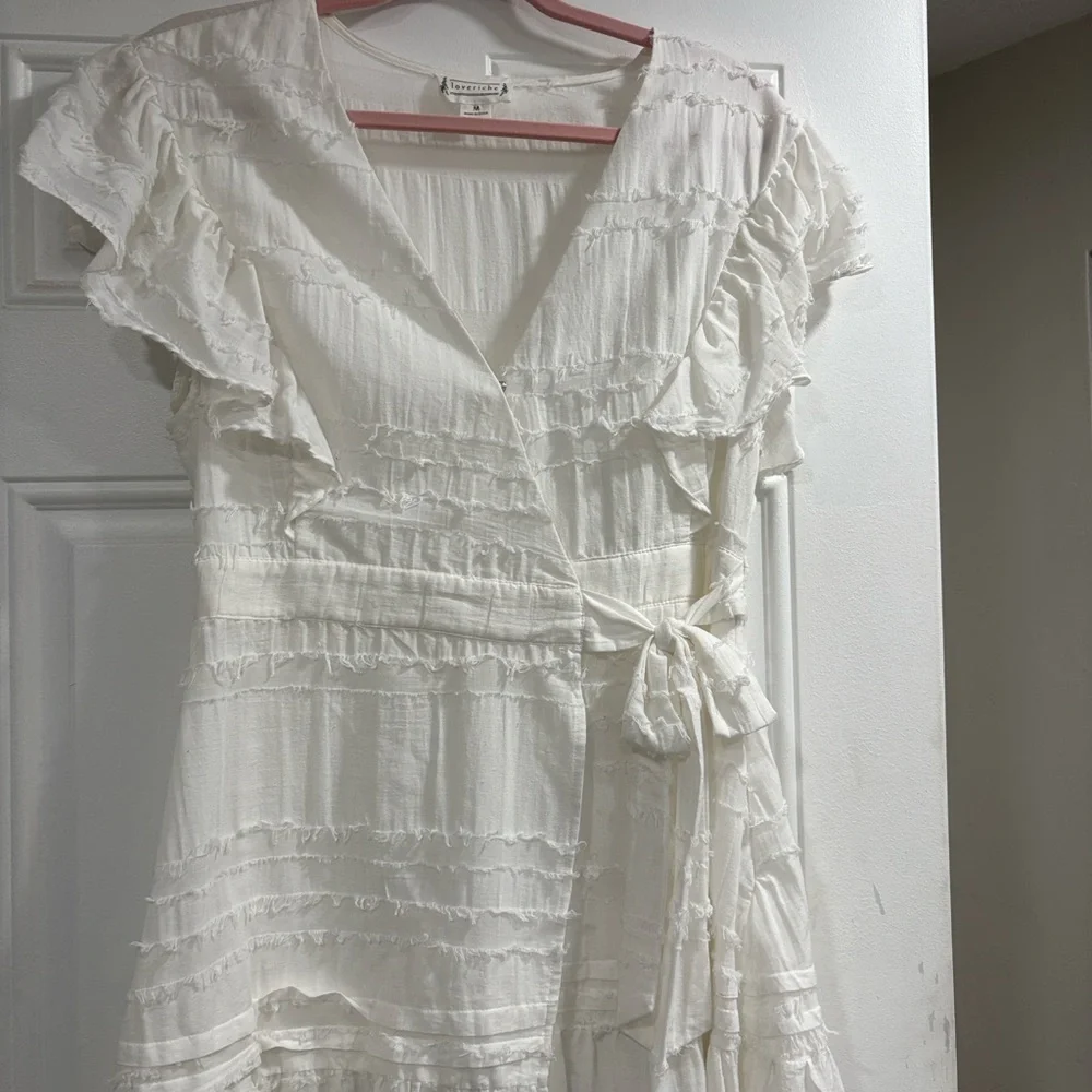 Love Riche White Ruffled Wrap Mini Dress - Picture 5 of 12